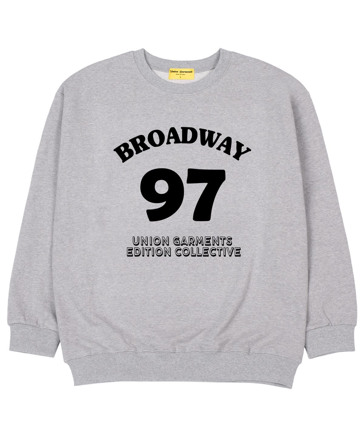유니온가먼츠(UNION GARMENTS) 97브로드웨이 쭈리 오버핏 맨투맨 티셔츠 그레이