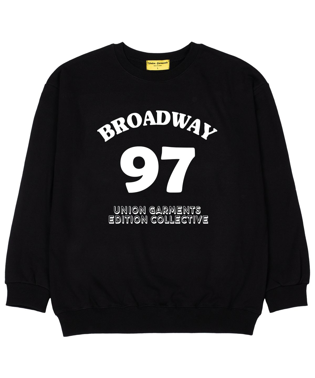 유니온가먼츠(UNION GARMENTS) 97브로드웨이 쭈리 오버핏 맨투맨 티셔츠 블랙