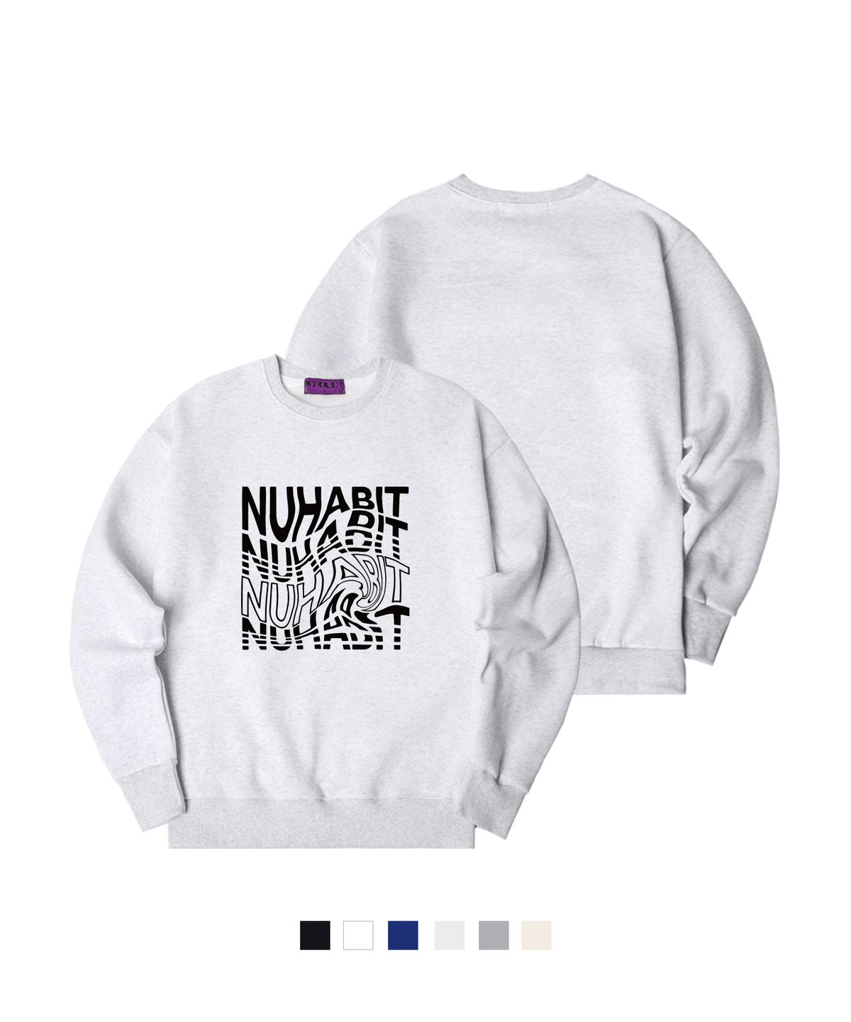 뉴해빗(NUHABIT) N/H DISTORTION LOGO 오버핏 기모 맨투맨 (SOM4-4NH1254)