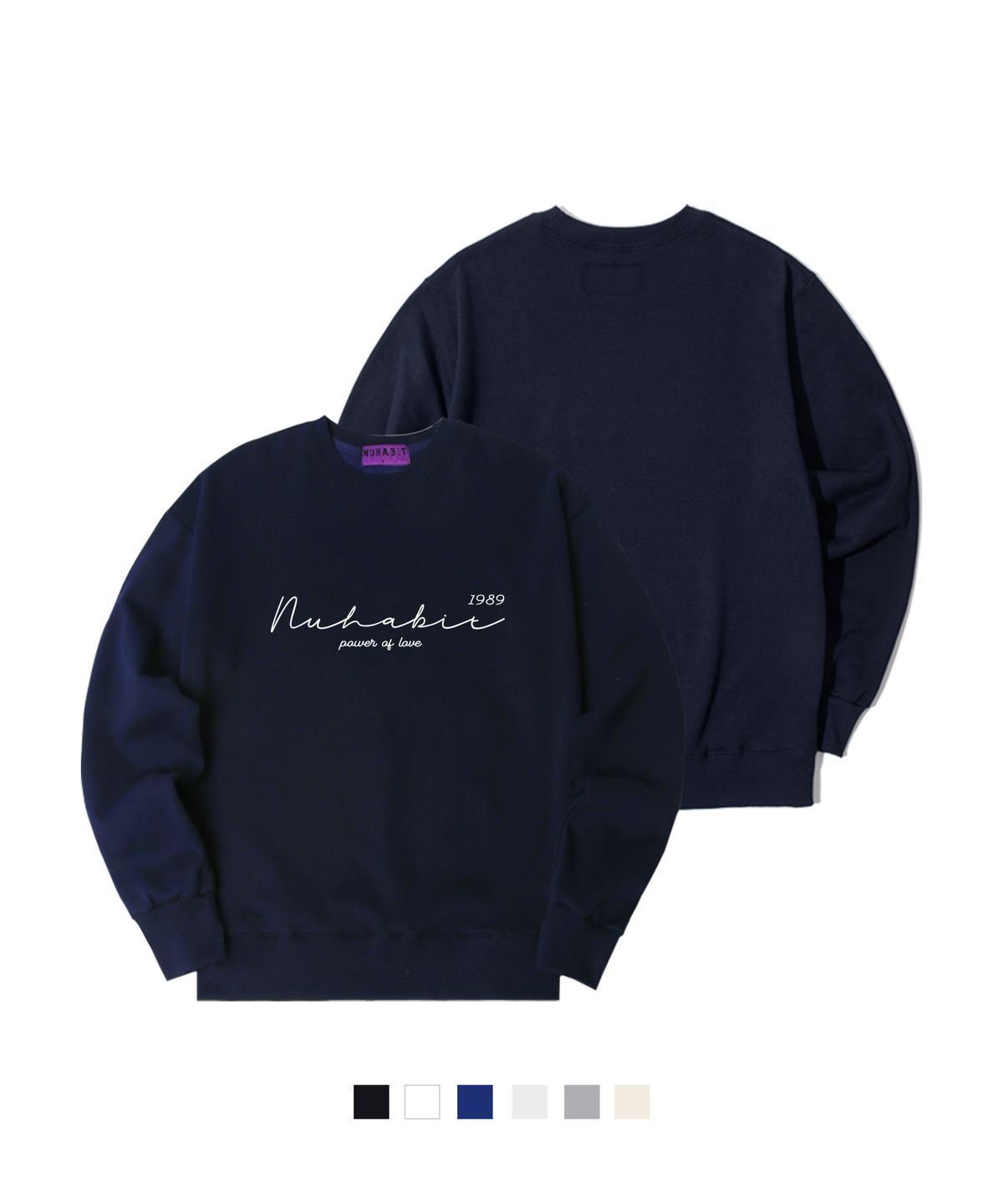 뉴해빗(NUHABIT) N/H WAVE LOGO 오버핏 기모 맨투맨 (SOM4-4NH1250)