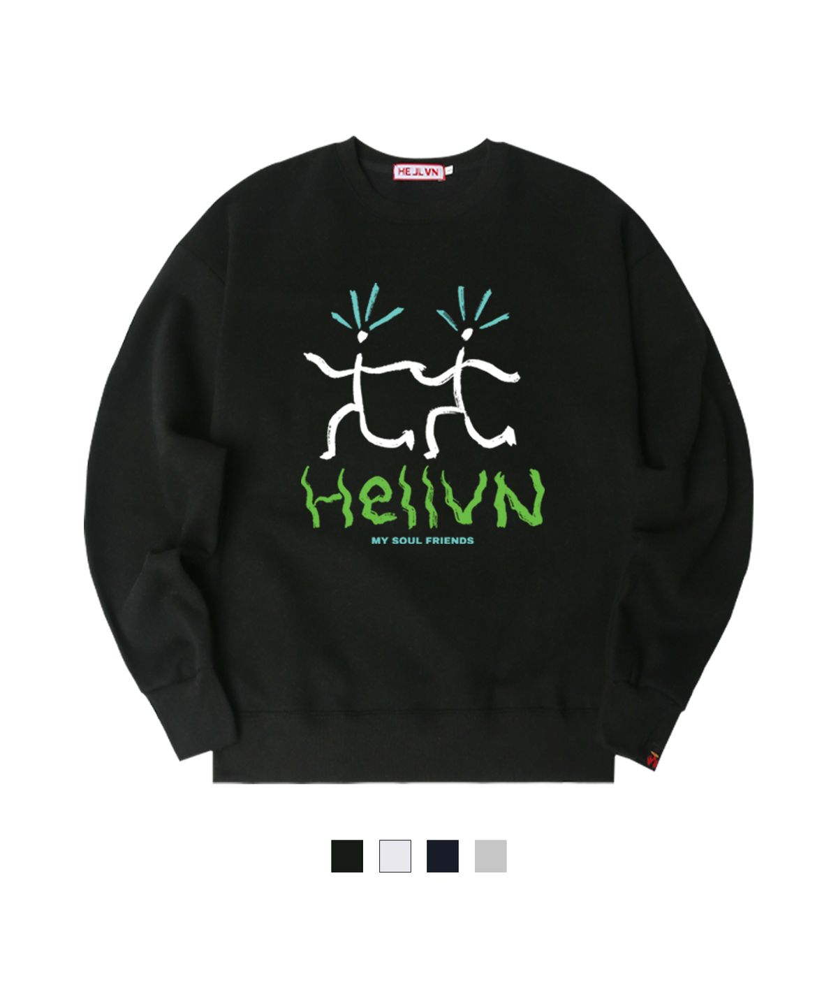 헬븐(HELLVN) H/V SOUL FRIENDS 오버핏 기모 맨투맨 (GOM4-4HV033)
