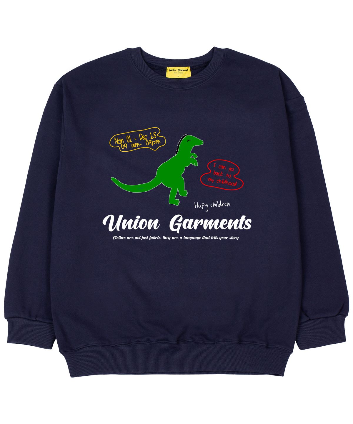 유니온가먼츠(UNION GARMENTS) 다이노 가먼츠 쭈리 오버핏 맨투맨 티셔츠 네이비