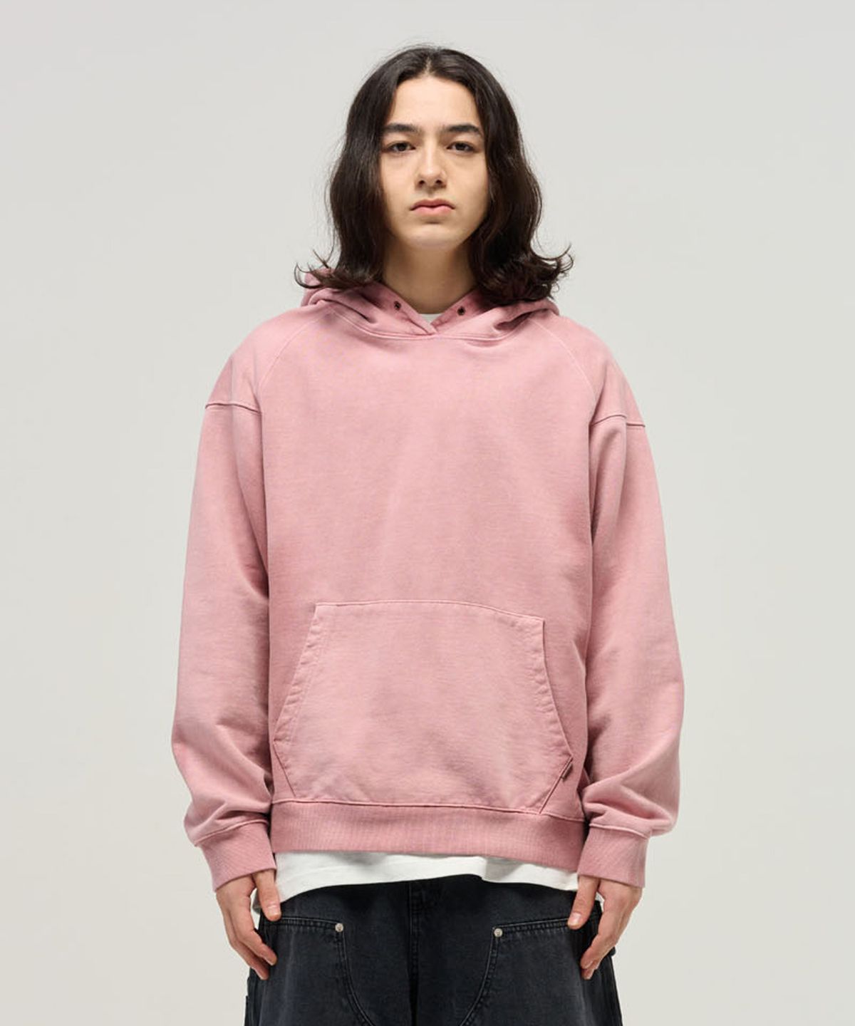 엔와이피(N.Y.P) Uneven Dyed Hoodie (salmon)