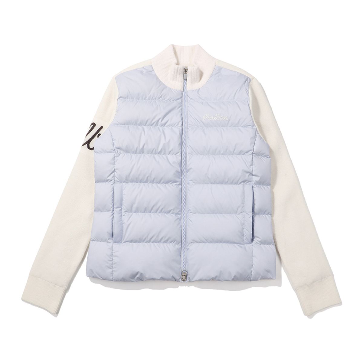 말본 골프(MALBON GOLF) 하이넥 하이브리드 집업 니트 가디건 SKY BLUE (WOMAN)