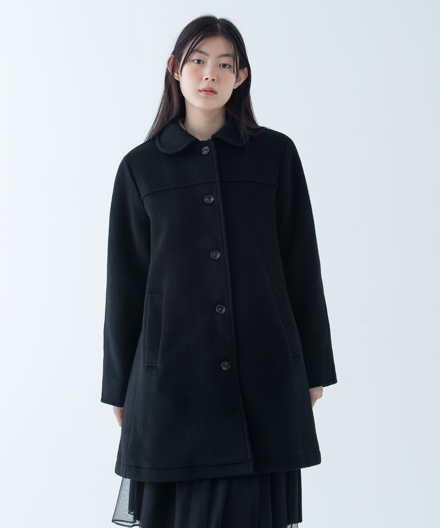 ENOF wool rever half coat BLACK 2