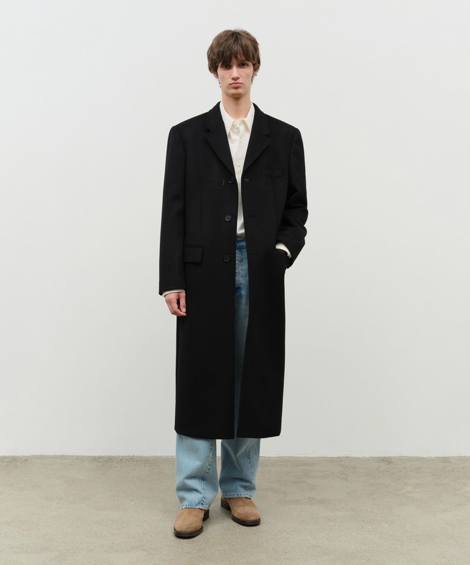 MUSINSA | DUNST 2-WAY 3 BUTTON CASHMERE COAT BLACK_UNISEX_UDCO4D121BK