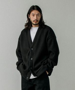 가드너 오버핏 베이직 니트 가디건 블랙