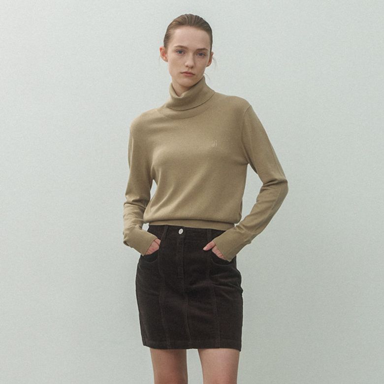 ESSENTIAL WOOL POLO NECK KNIT(T-6985)