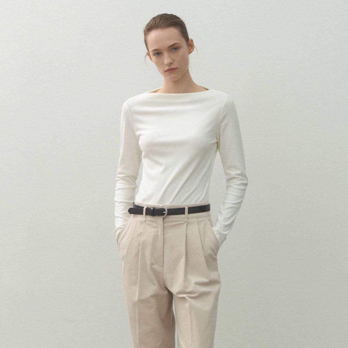 아틀리에 나인(ATELIER NAIN) ESSENTIAL WARM BOAT NECK TEE(T-6929)