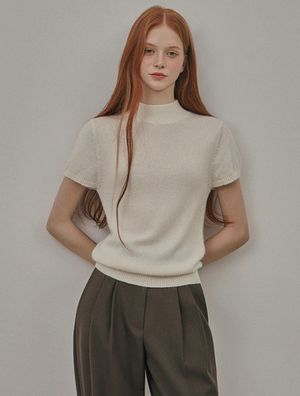 톰퍼 하프넥 반팔 울 니트