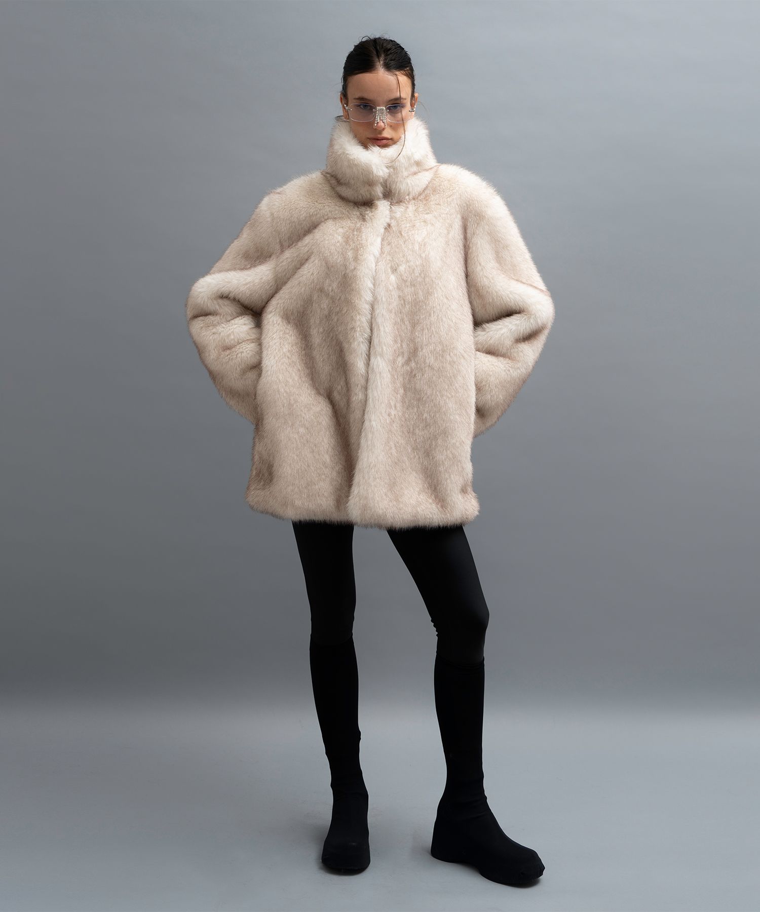 MUSINSA PORTA SOFT FUR JACKET, IVORY - Main Image