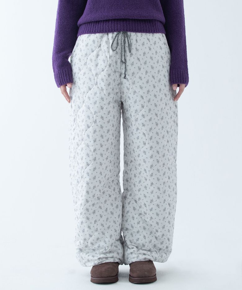 FLOWER PADDING PANTS, GRAY