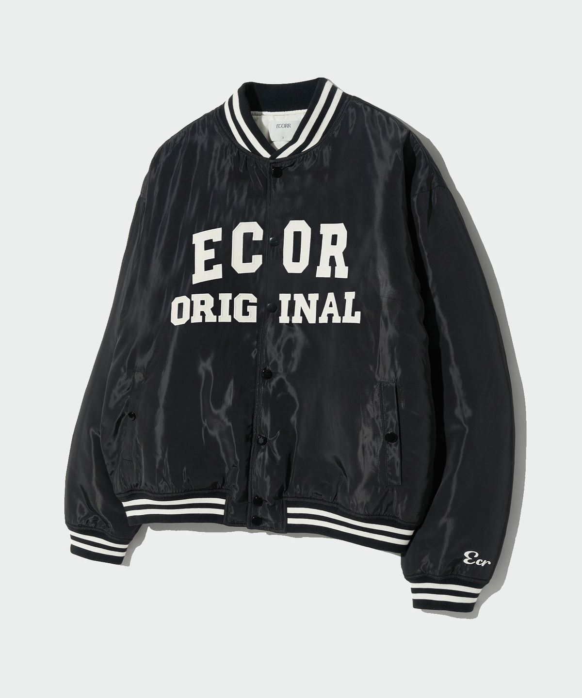 이코르(ECORR) 오리지널 패딩 바시티 자켓_블랙