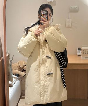 롱 더플 패딩_베이지