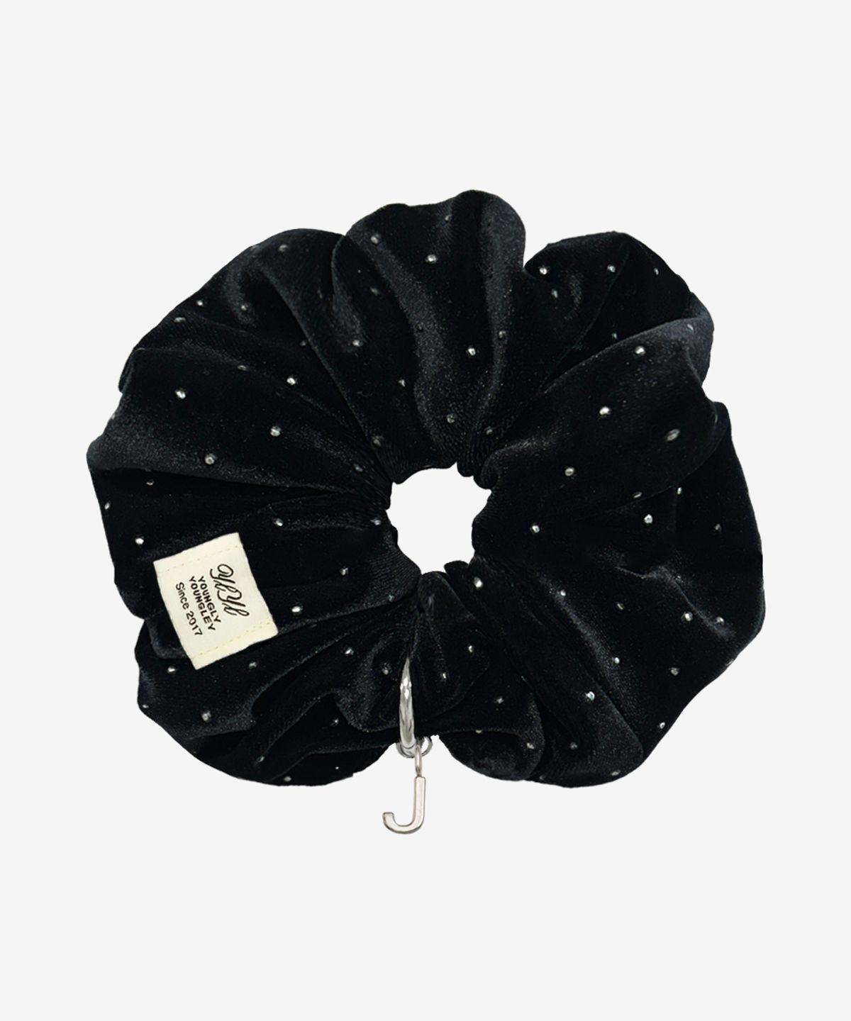 영리영리(YLYL) [이니셜 선택/선물포장] Anniversary initial scrunchie, BLACK DOT