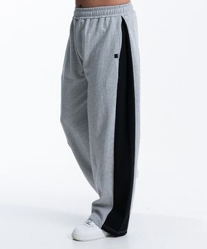 P2403 배색 와이드 트랙팬츠 [그레이]