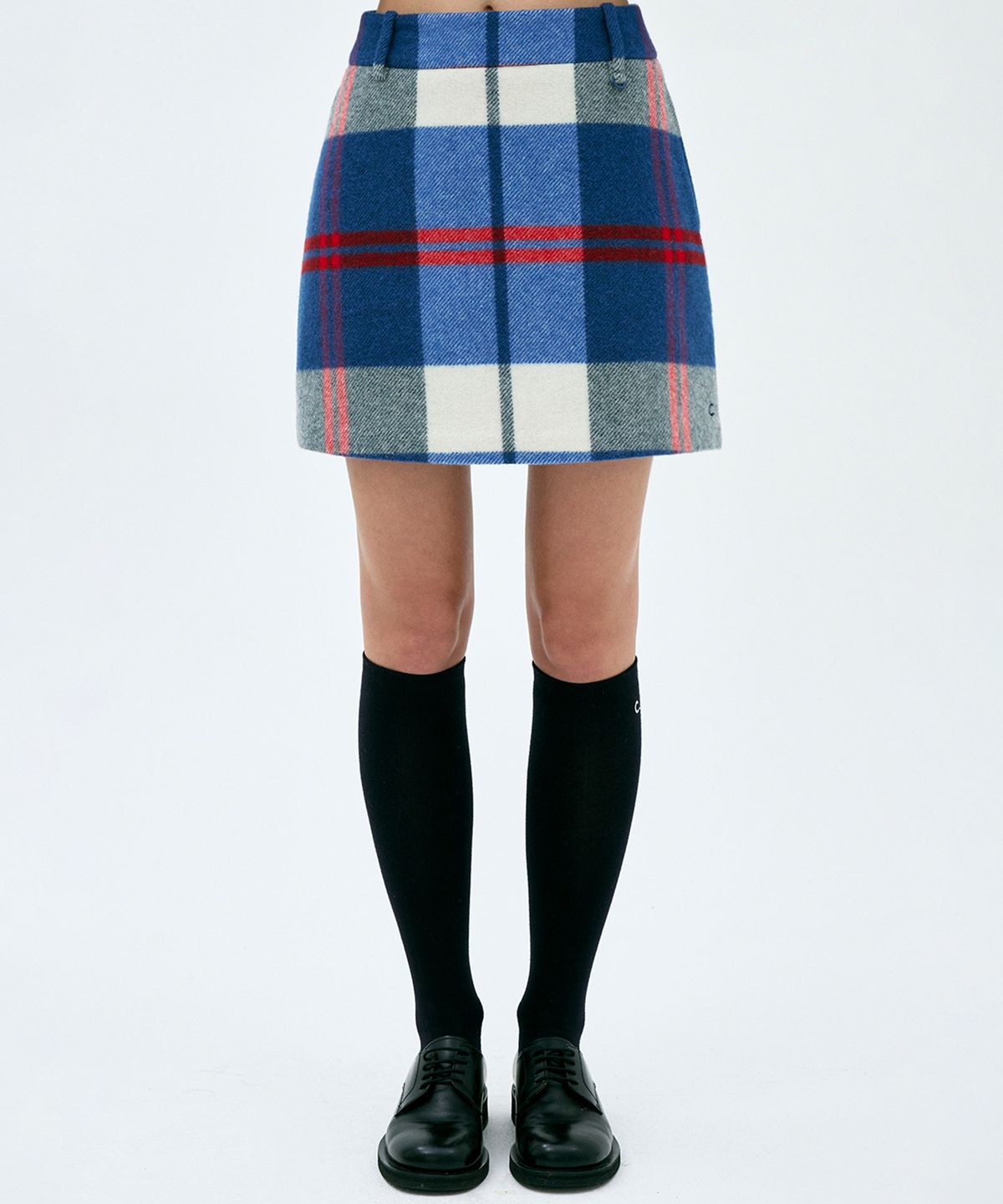 클로브(CLOVE) [24FW clove] Wool Check Skirt (Blue)