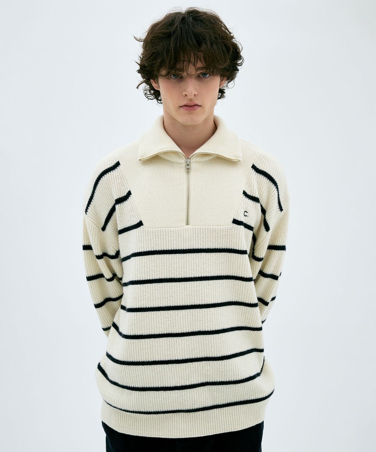 클로브(CLOVE) [24FW clove] Half-Zip Knit Sweater (Ivory)