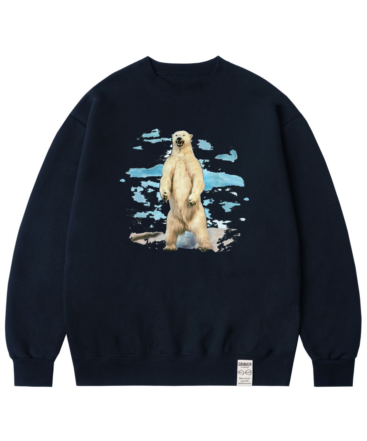 그레이버(GRAVER) [UNISEX]와일드 폴라 베어 맨투맨_네이비