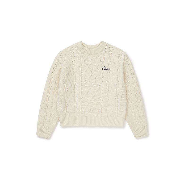 [24FW clove] Cable Knit Sweater (Ivory)