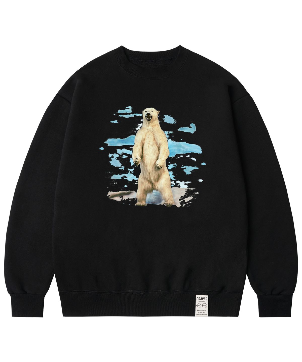 그레이버(GRAVER) [UNISEX]와일드 폴라 베어 맨투맨_블랙