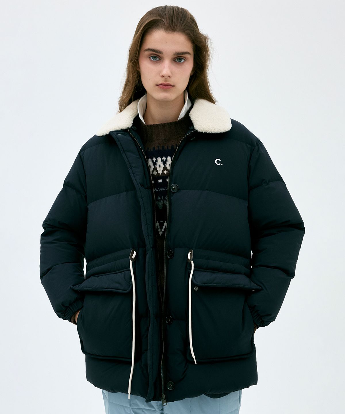 클로브(CLOVE) [24FW clove] Collar Goose Down Jacket (Dark Navy)