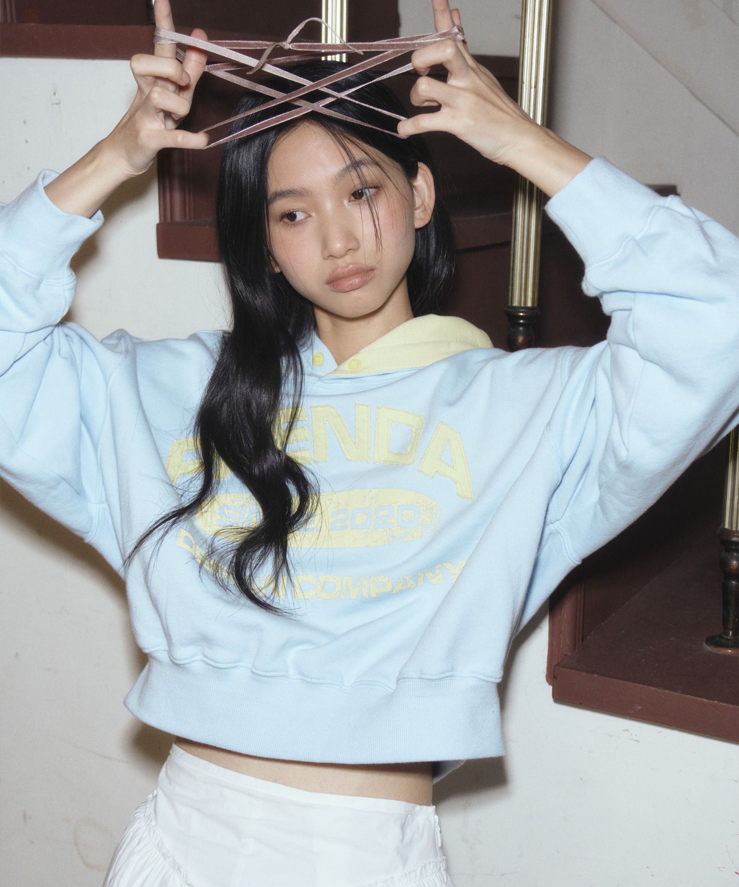 MUSINSA | PRENDA PDC APPLIQUE COLORING HOODIE PASTEL BLUE