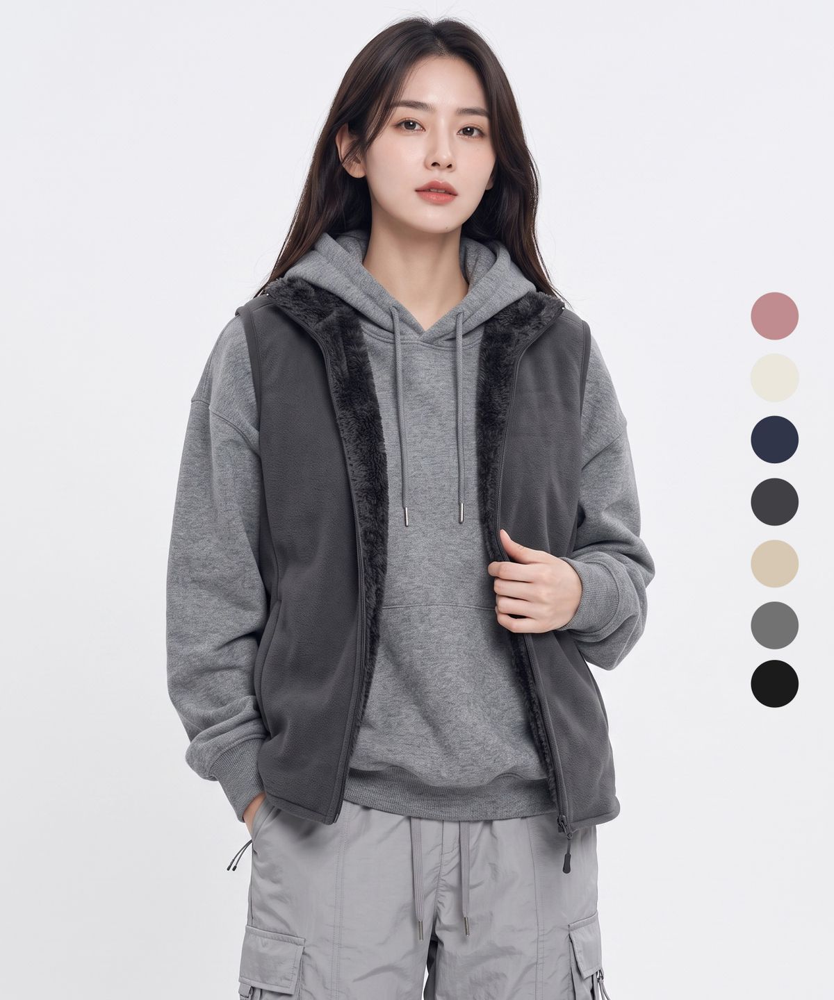 이지바이(EZBUY) 프리티윈터 여성 융털 안감 플리스 조끼 8 Colors