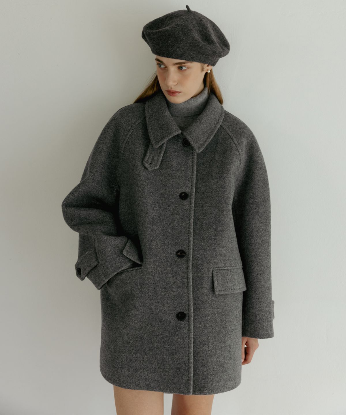 튜드먼트(TTUDEMENT) [4COLORS] CLASSIC WOOL HALF COAT