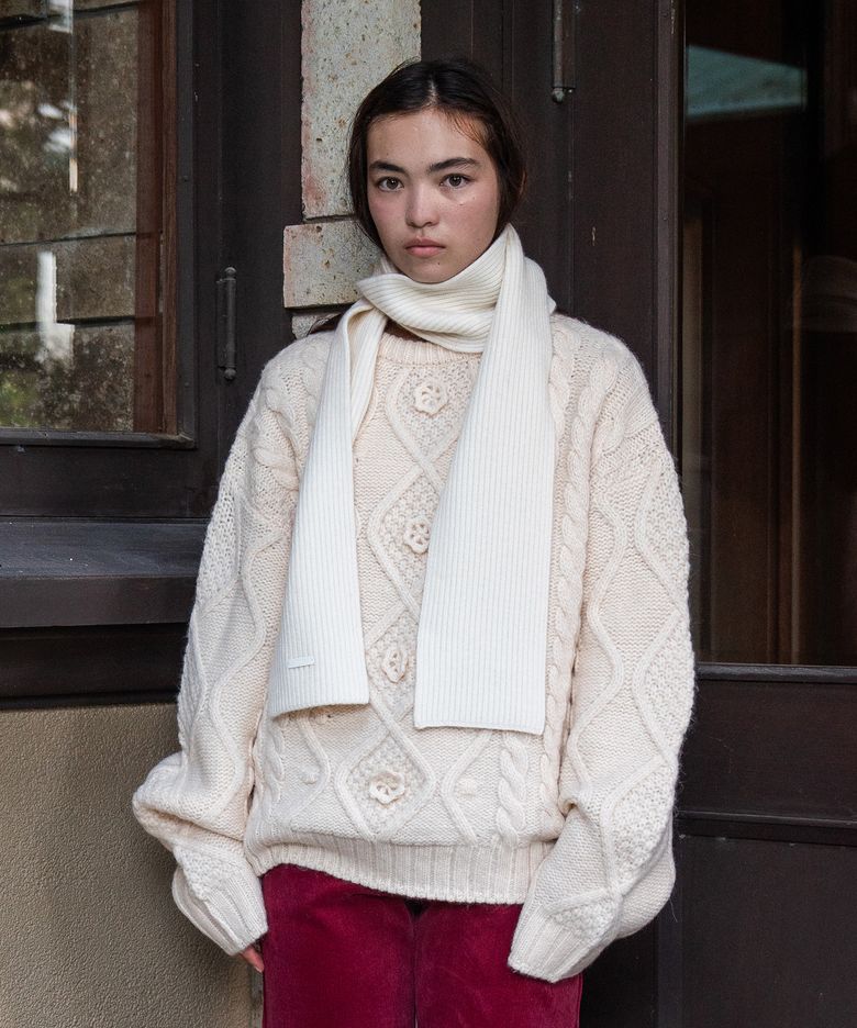 [3COLORS] WOOL CASHMERE KNIT MUFFLER
