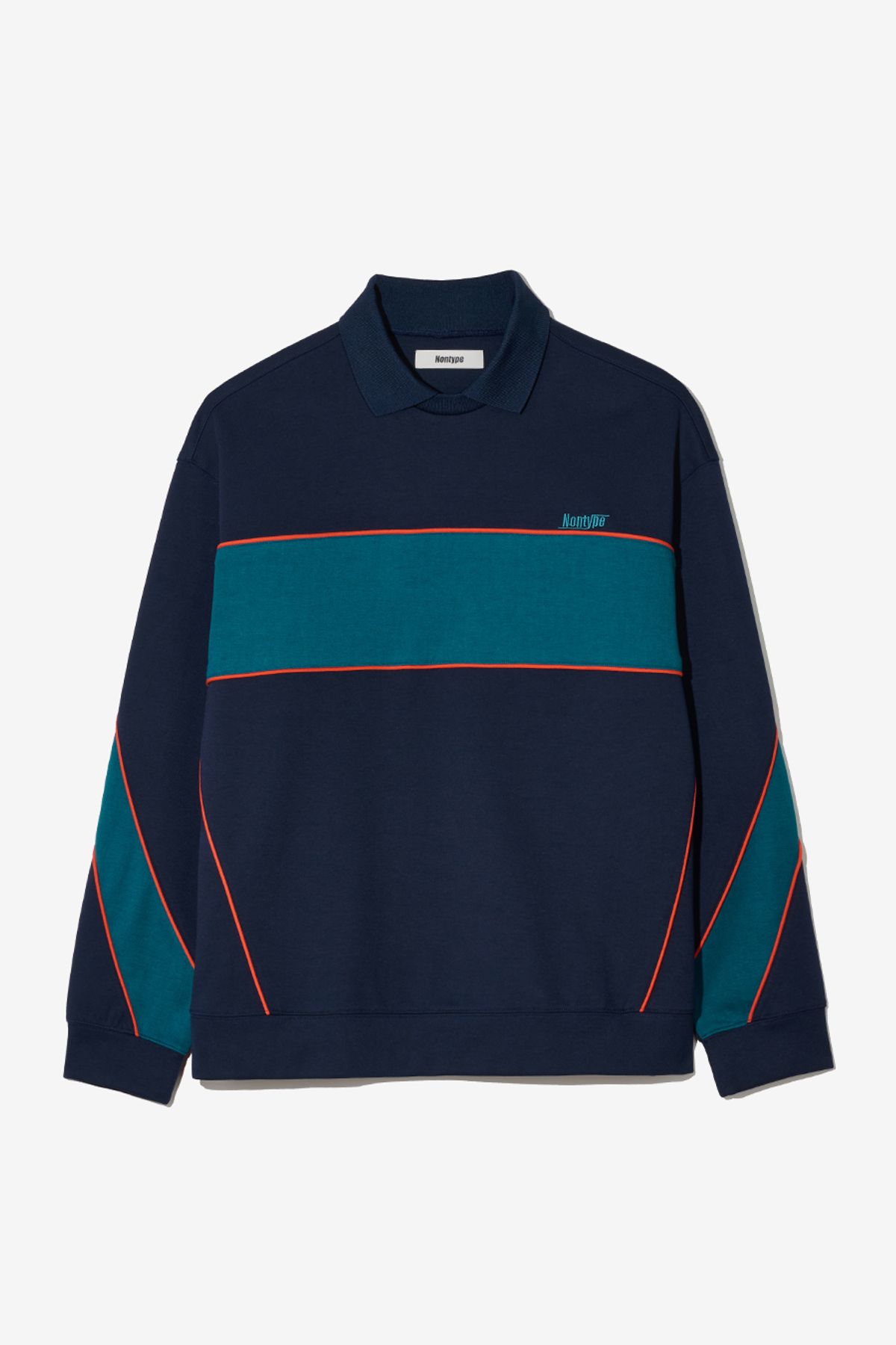 논타입(NONTYPE) PANELED PIPING L/S PK T-SHIRTS (NAVY)