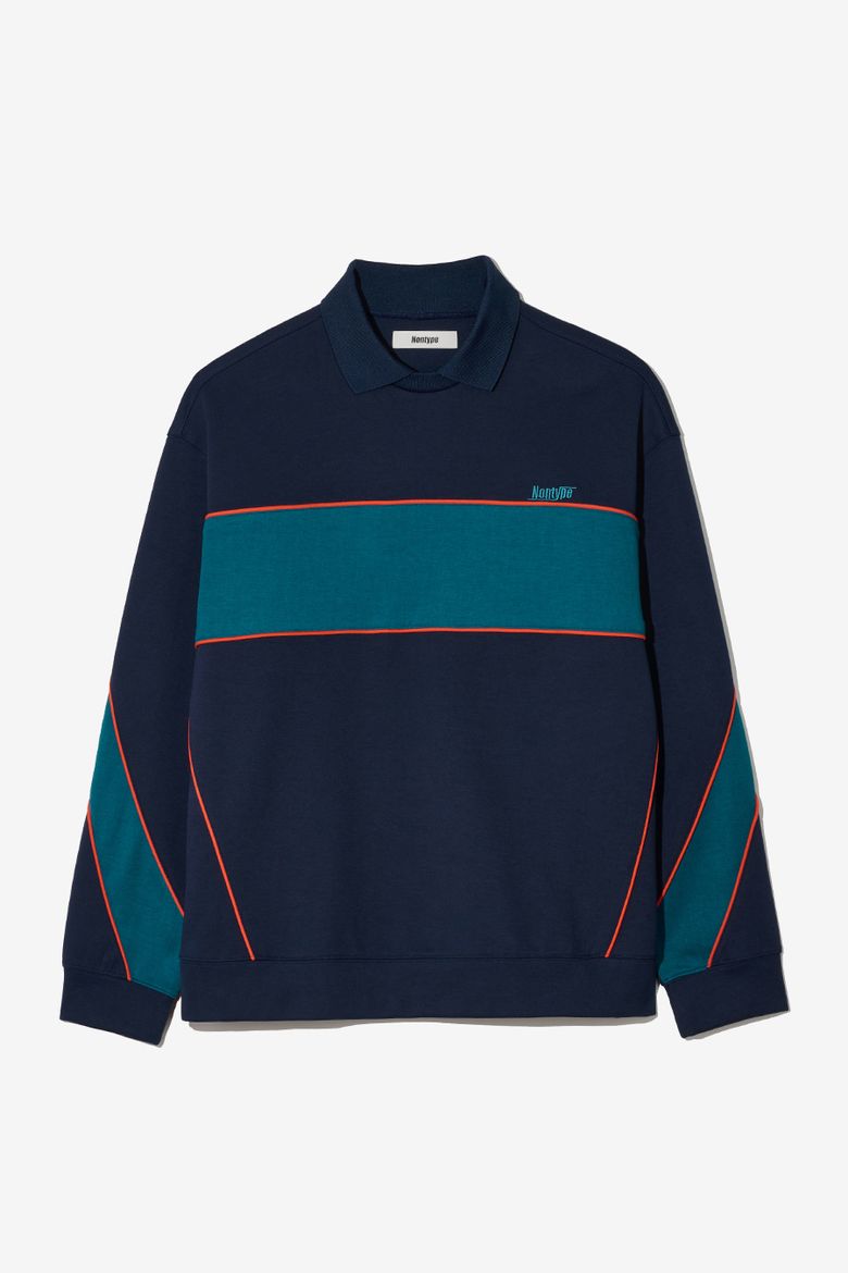 PANELED PIPING L/S PK T-SHIRTS (NAVY)