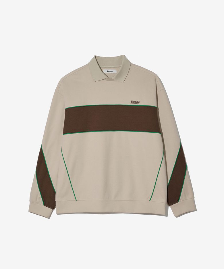 PANELED PIPING L/S PK T-SHIRTS (BEIGE)