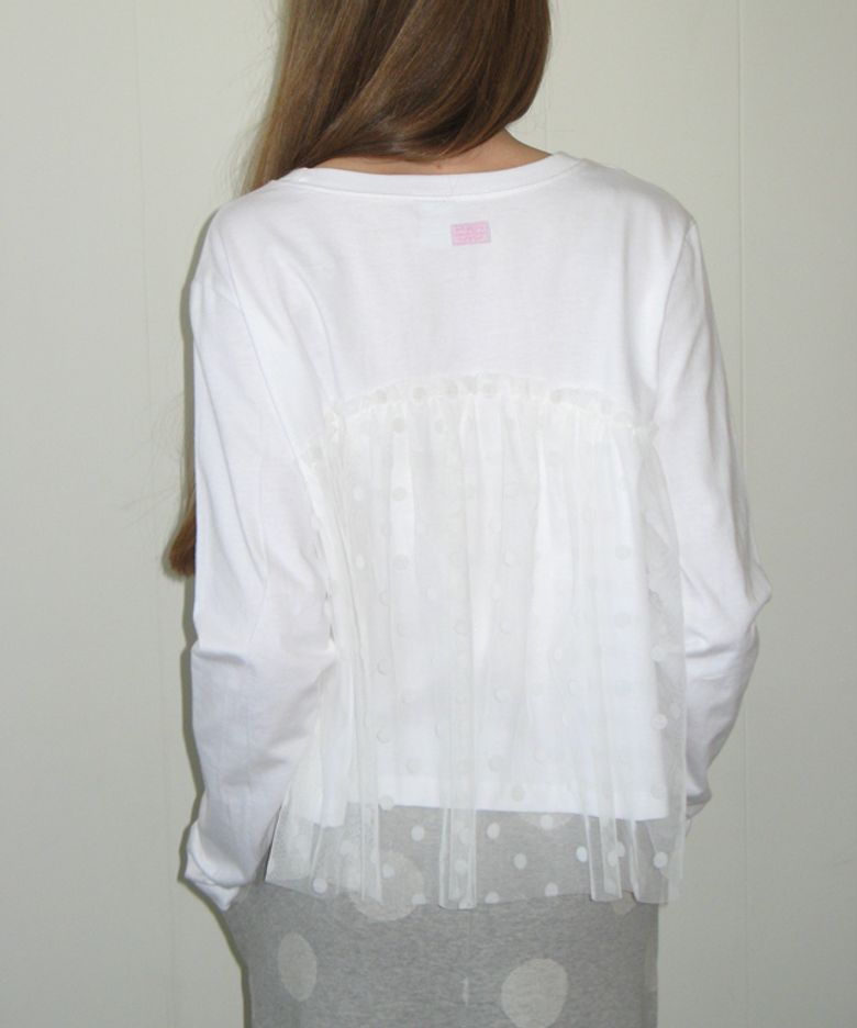 SHEER LAYERED LONG SLEEVE DOT WHITE