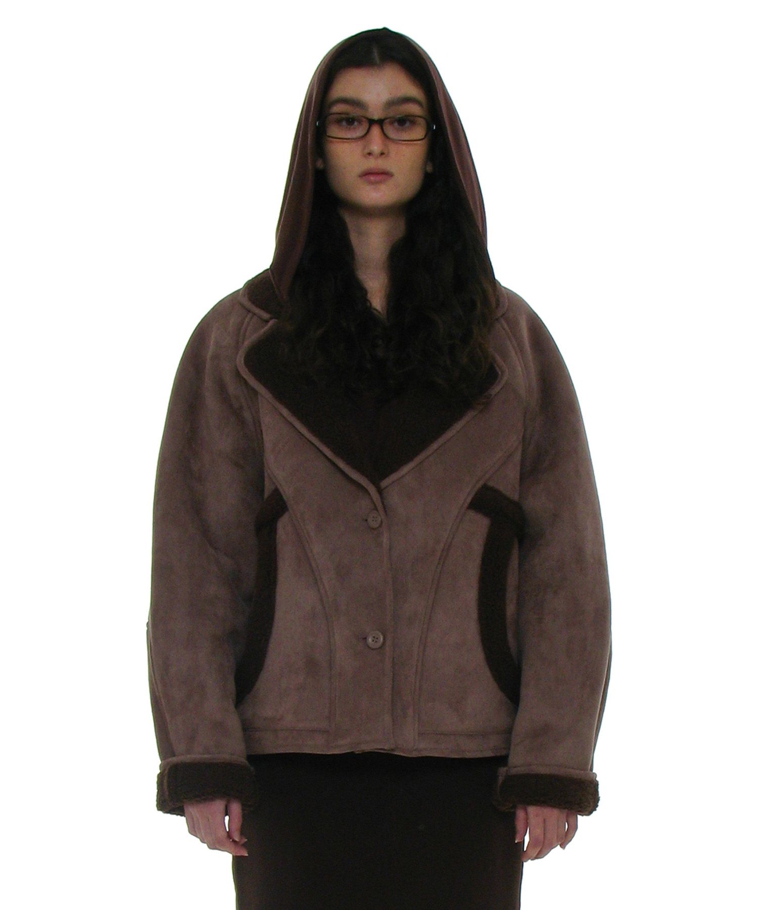 MUSINSA公式 | PARTIMENTO WOMEN Suede shearling coat_Mocha Beige