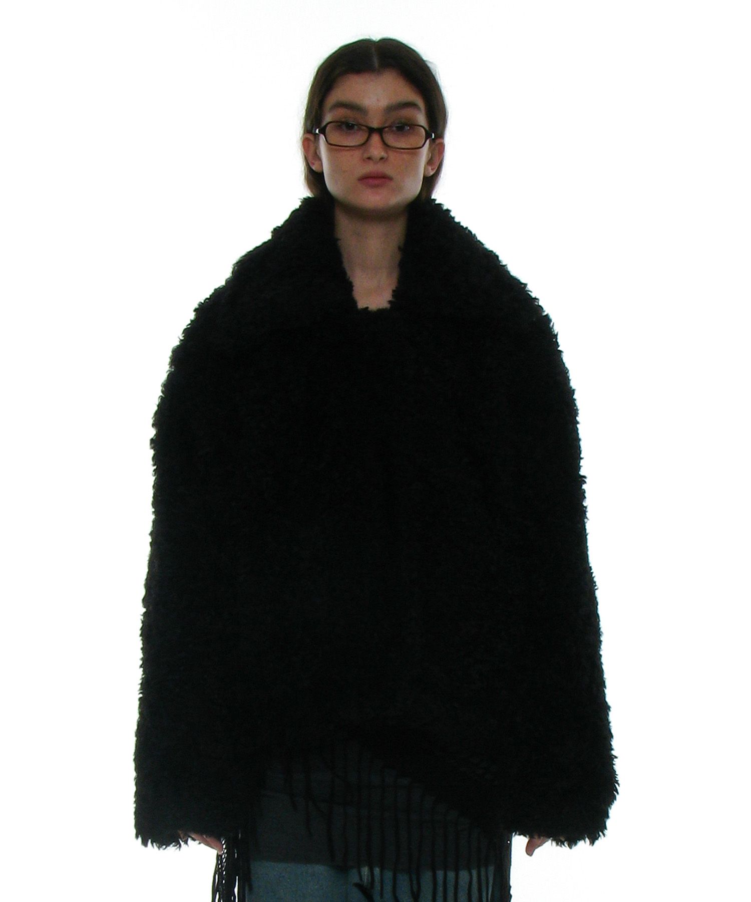 【PARTIMENTO】★ WIDE COLLAR FLUFFY FUR COAT ★ 4 COLOR MUSINSA | PARTIMENTO WOMEN Wide collar fluffy fur coat_black