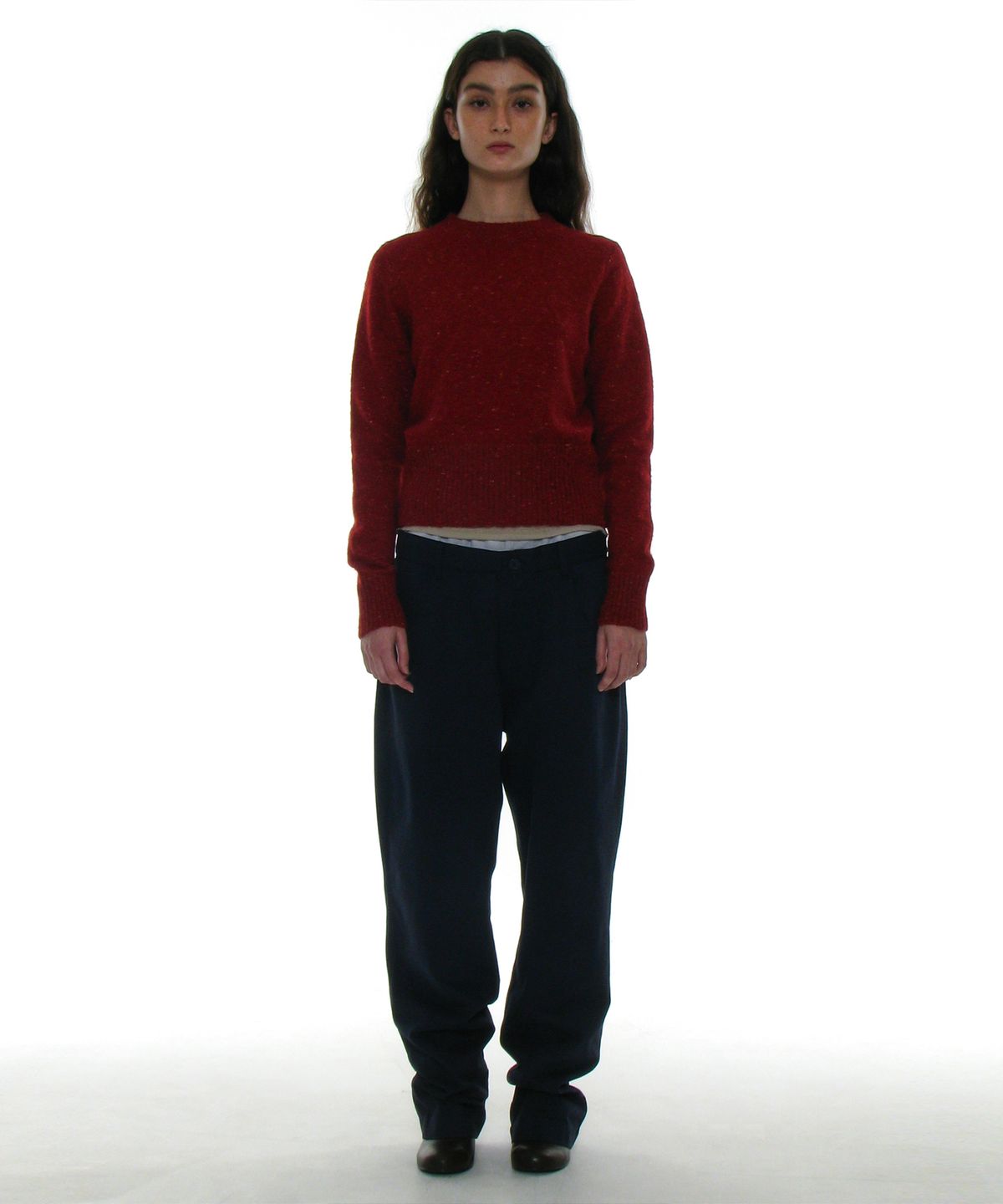 파르티멘토 우먼(PARTIMENTO WOMEN) 더블 웨이스트 치노 팬츠_네이비