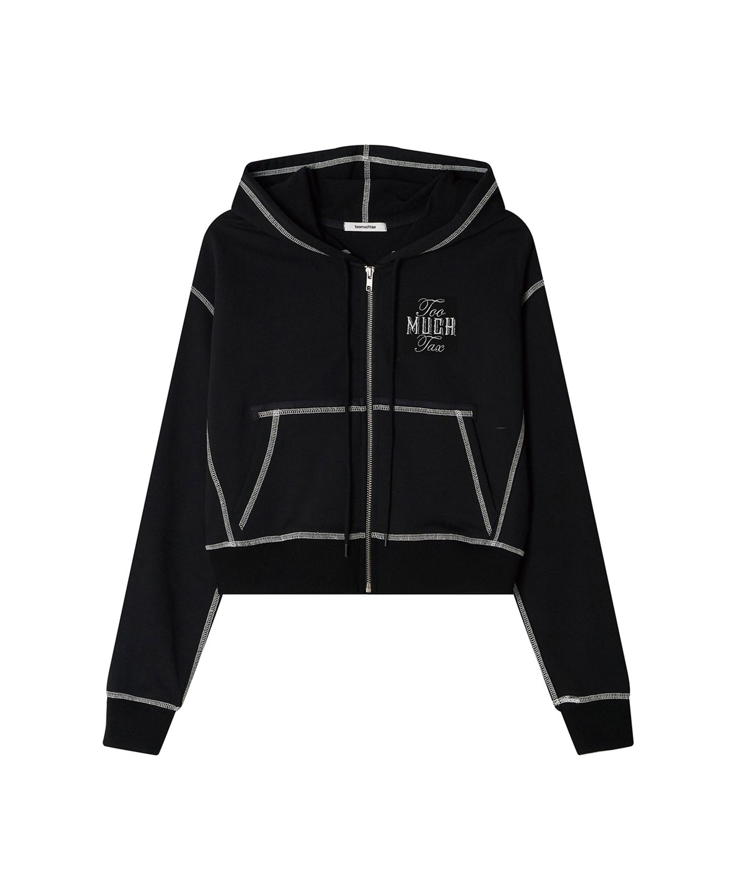 MUSINSA | TOOMUCHTAX CROPPED ZIP-UP HOODIE (BLACK)