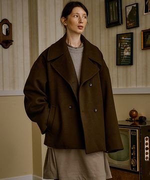 유니섹스 피코트 브라운