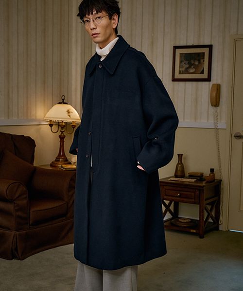 MUSINSA公式 | MALEN ユニセックスウールマックコートネイビー