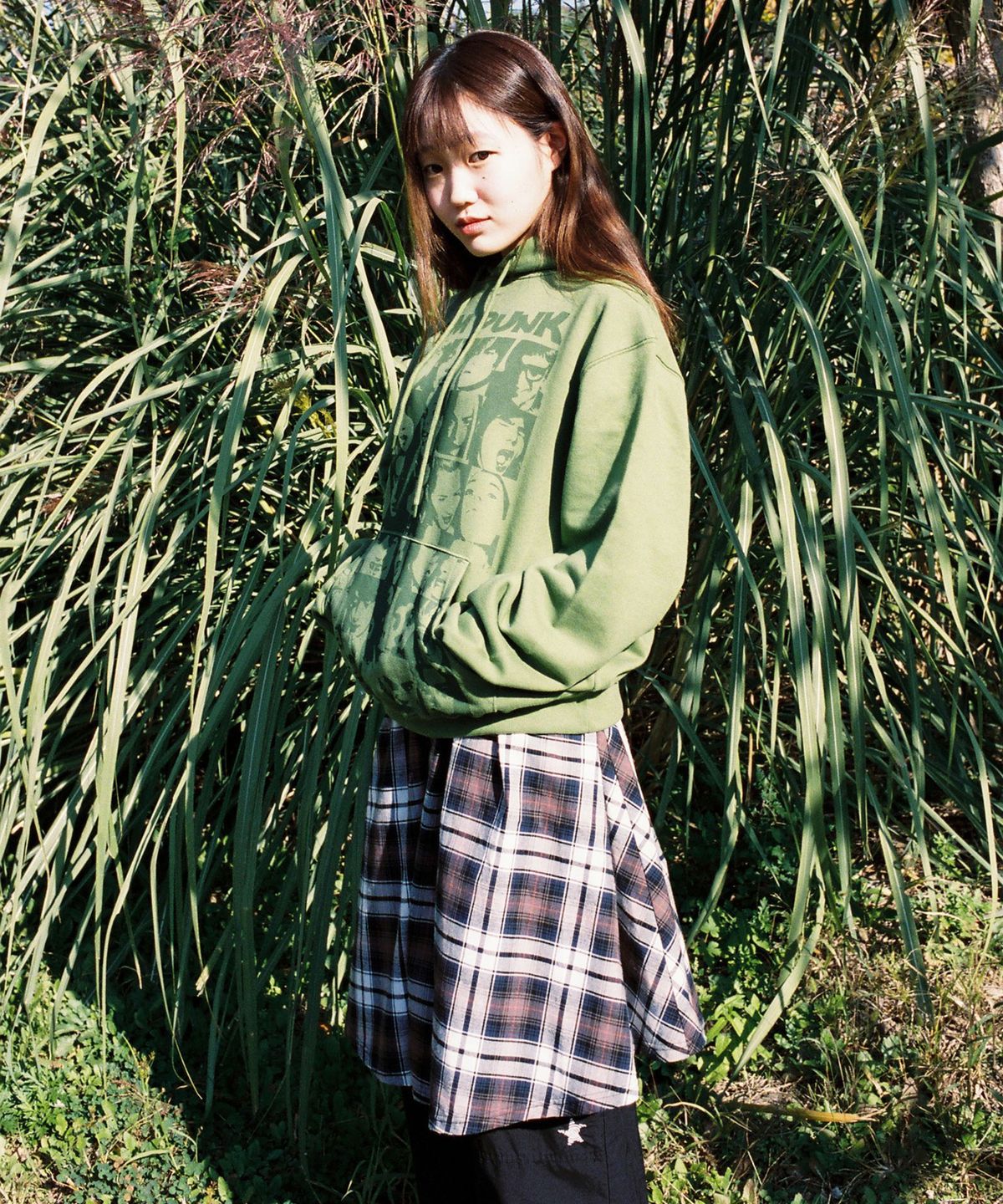 웹하우스(WEBHOUSE) 체크 트위스터 스타 스커트 - 브라운