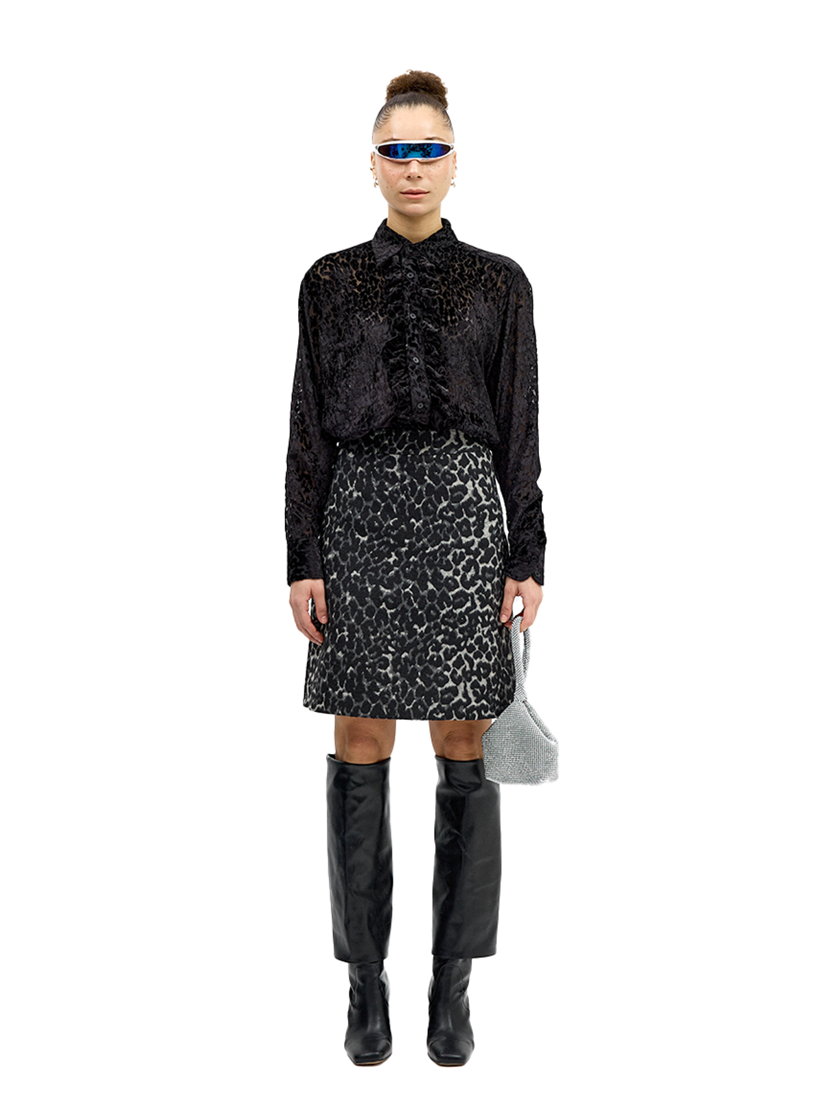 그리디어스(GREEDILOUS) Leopard Print Wool A-Line Skirt