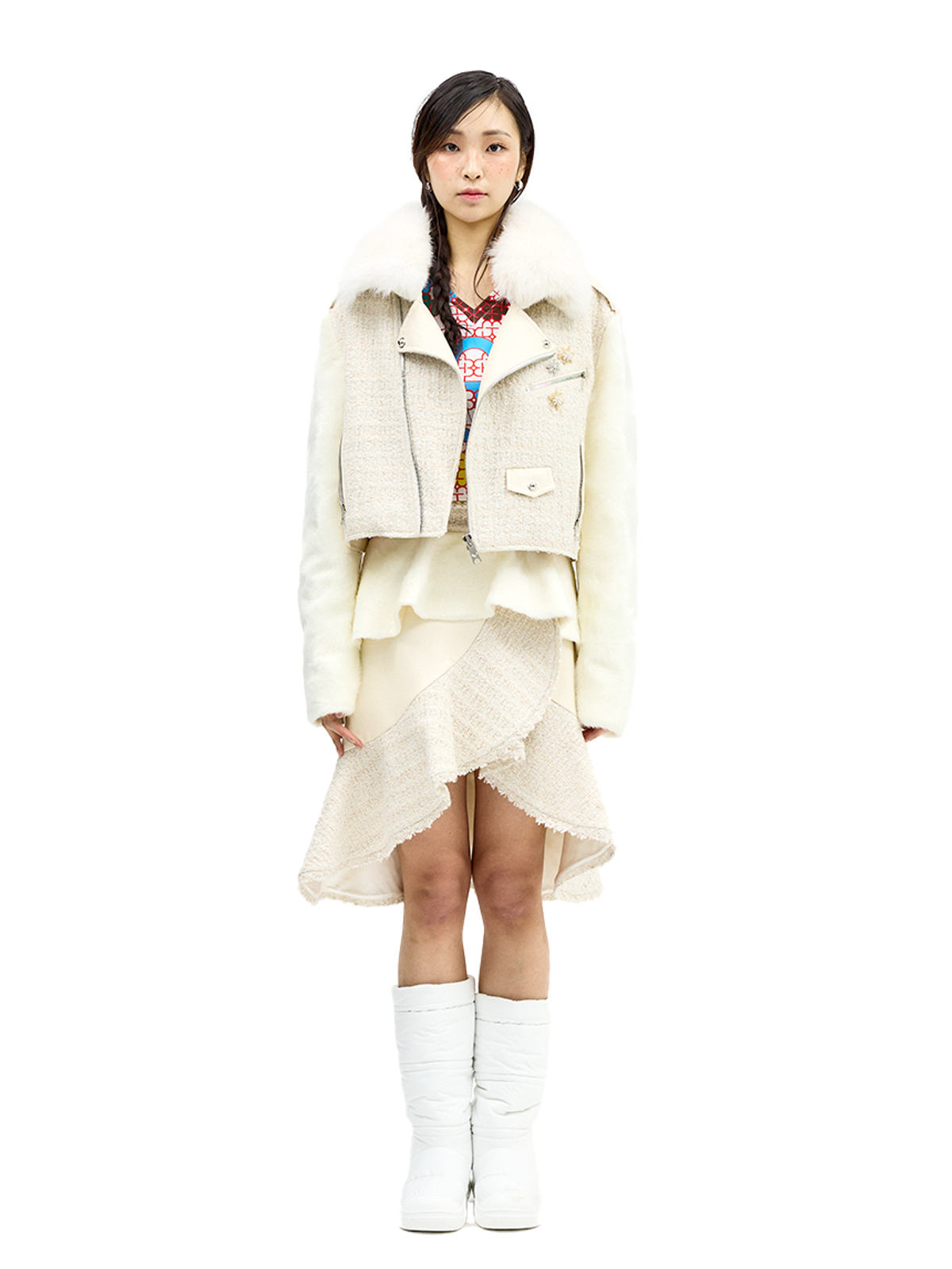 그리디어스(GREEDILOUS) Tweed Cropped Jacket with Fur