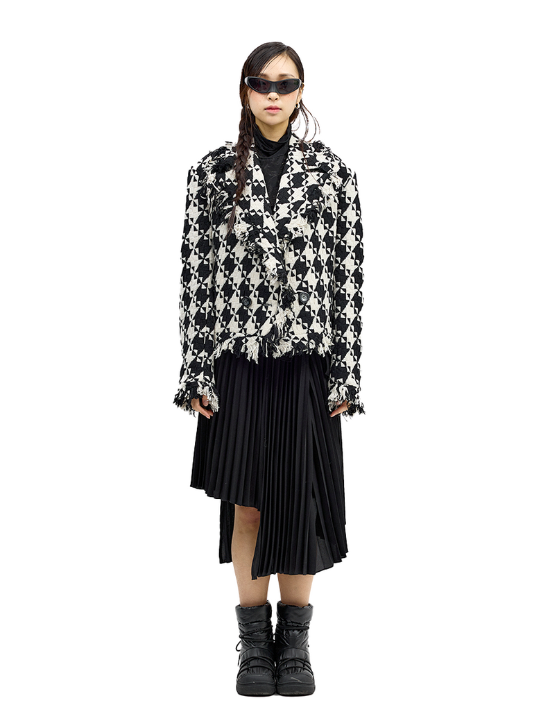 Taftan Quilted Jacket with Fringes