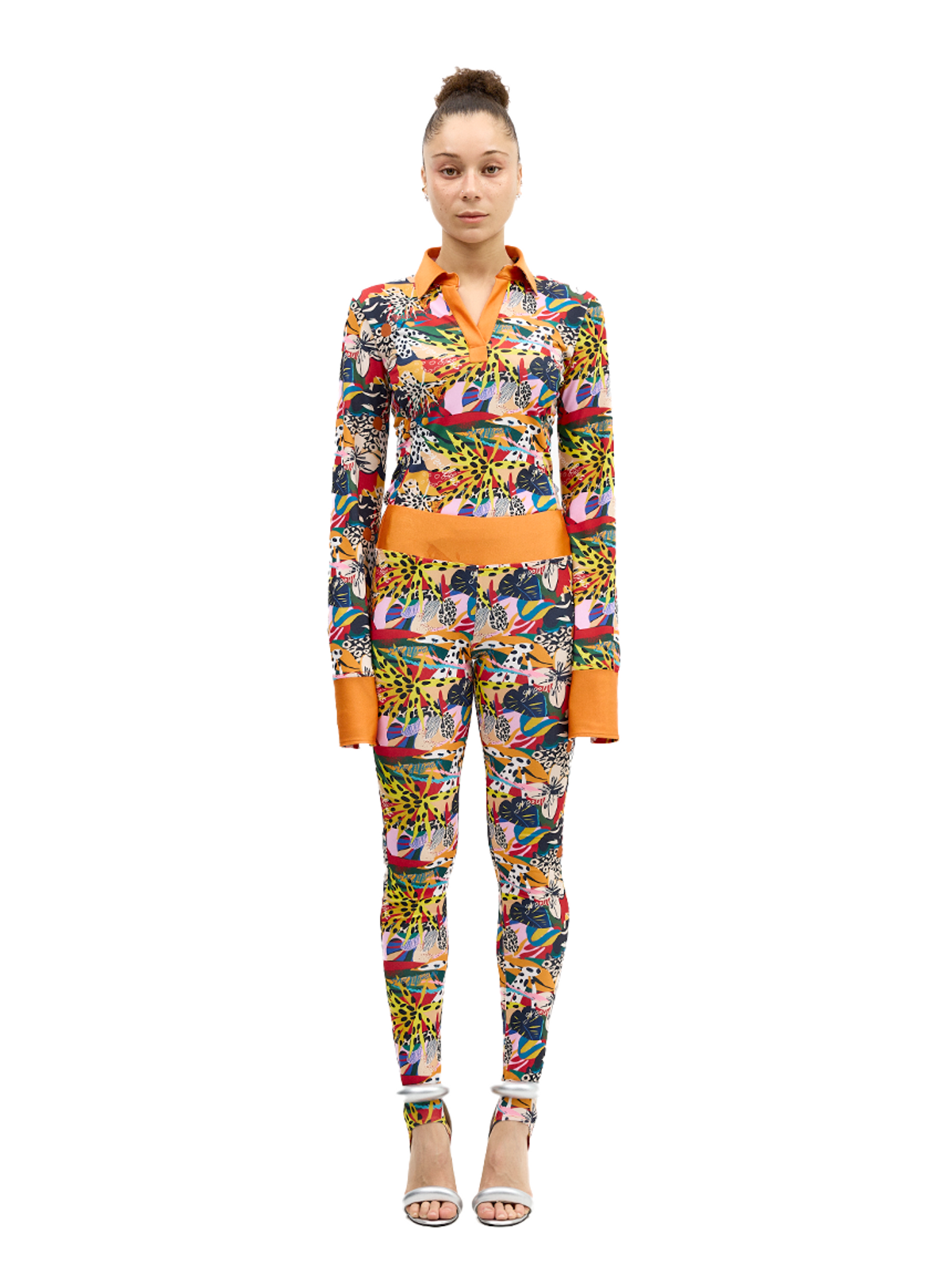 그리디어스(GREEDILOUS) Tropical Pattern Collared Long Sleeve Top