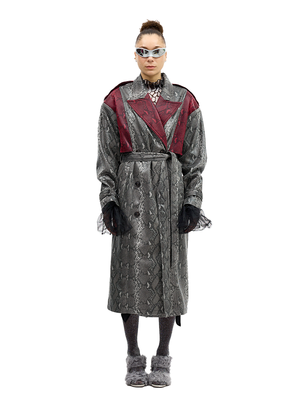 그리디어스(GREEDILOUS) Faux-Snake Print Trench Coat