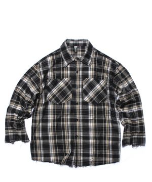 데미지 체크셔츠 블랙