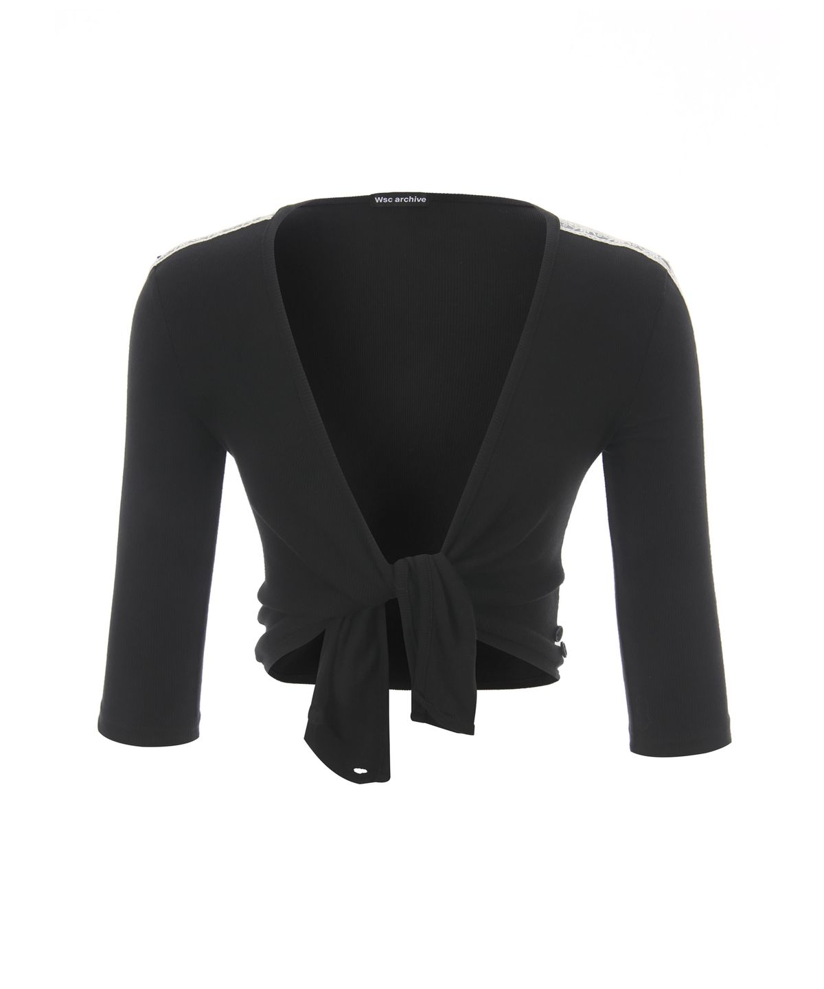더블에스씨 아카이브(WSC ARCHIVE) Lace button-up wrap T-shirt 001(Black)