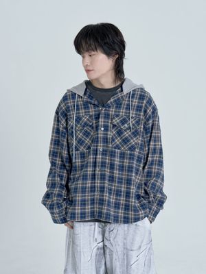 엠버 체크 후드셔츠 (Navy)