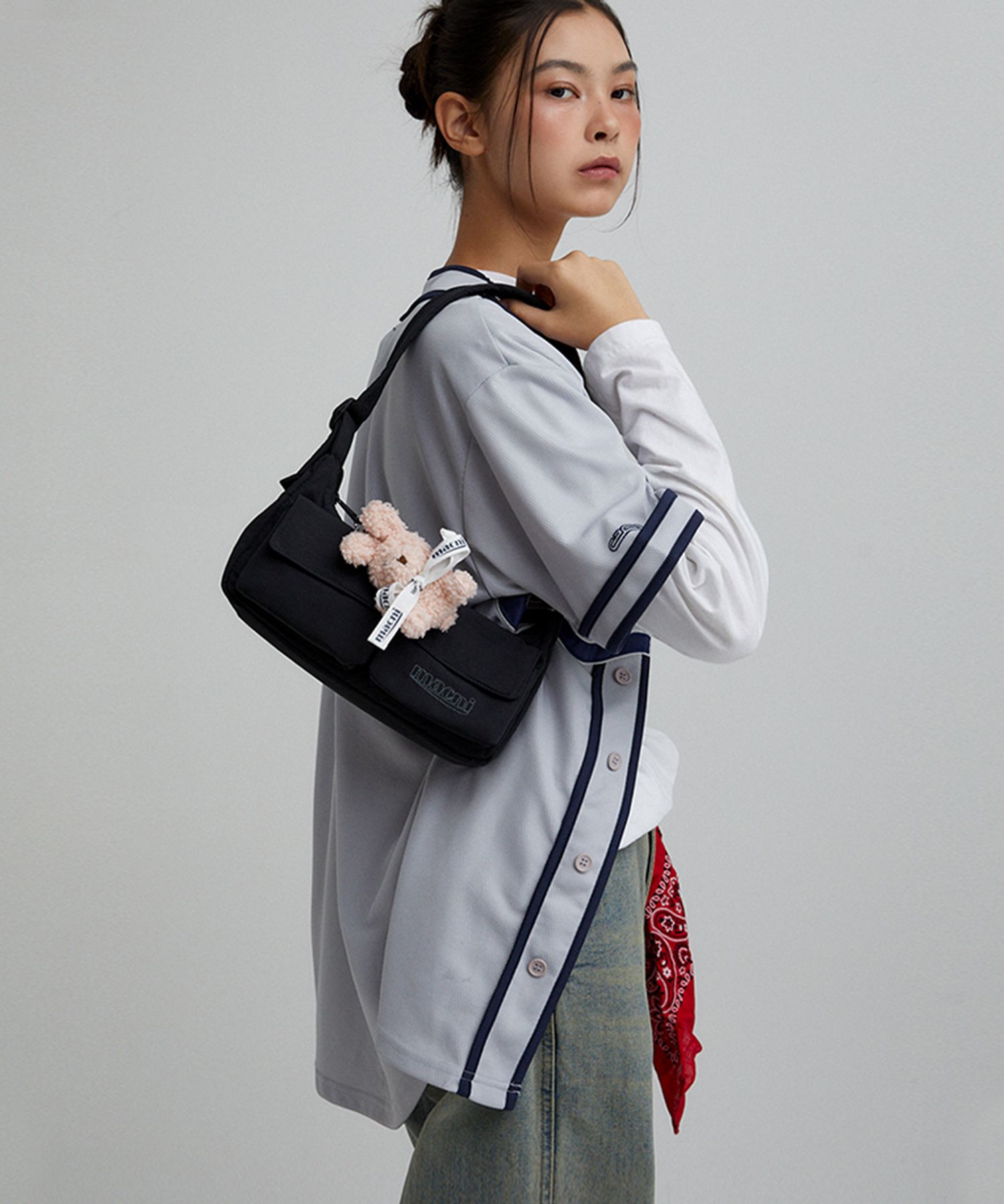 MUSINSA | MACNI TWO POCKET MINI HOBO BAG BLACK